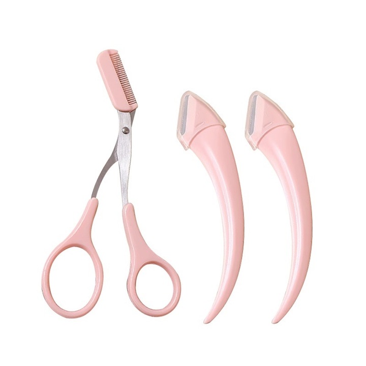 Set de stilizare sprancene, 3 piese, pieptene din inox, multicolor