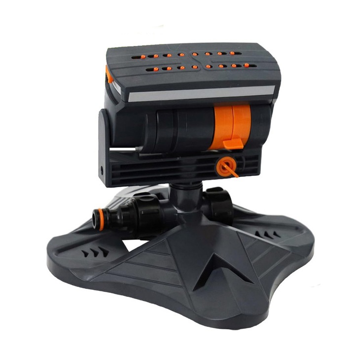 Oscillating lawn sprinkler, JESWO®, Adjustable range and width of water coverage, Automatic rotation, ABS, Black