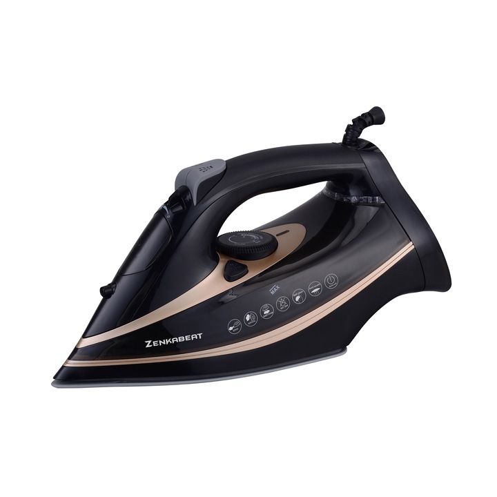Ютия Zenkabeat Ultimate Power-Steam ST2, 3000 W, Резервоар на устройството 360 ml, Функция за автоматично почистване, Автоматично спиране, Автоматично почистване на керамична гладеща плоча, Система против варовик, Парна струя 260 g/min, Черен/Златен