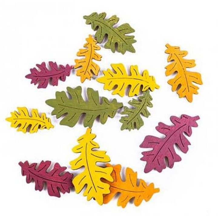 Set de frunze artificiale dp Craft, multicolor, 3 dimensiuni, 12 bucati