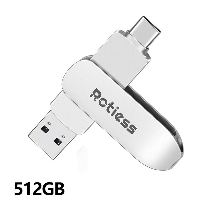 Memorie USB ROTIESS, 2-in-1, USB 3.0 & Type C, 512GB, OTG