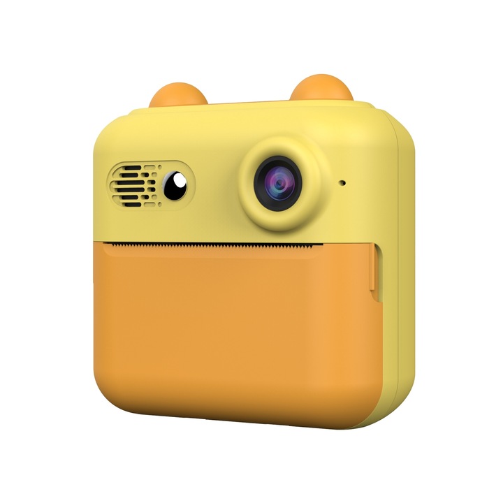 Детска камера с функция за печат, Vala® V22, Резолюция 50Mpx 1080P, Дисплей IPS HD Color 2.4", Жълт