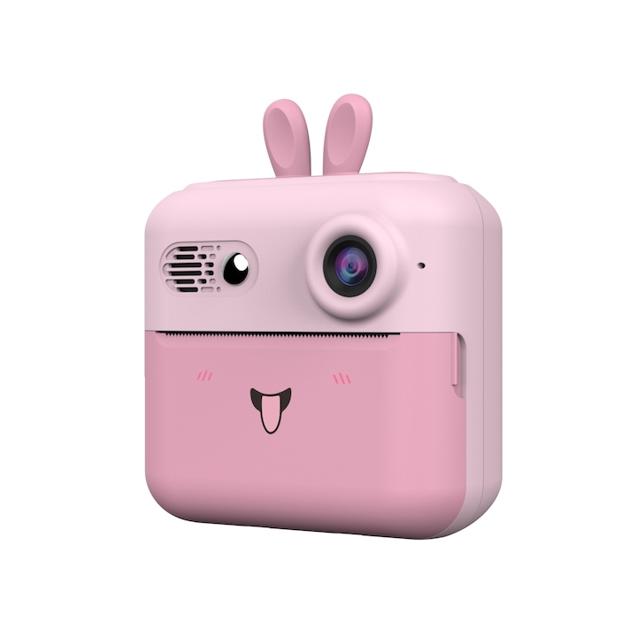 Детска камера с функция за печат, Vala® V23, Резолюция 50Mpx 1080P, Дисплей IPS HD Color 2.4", Pink