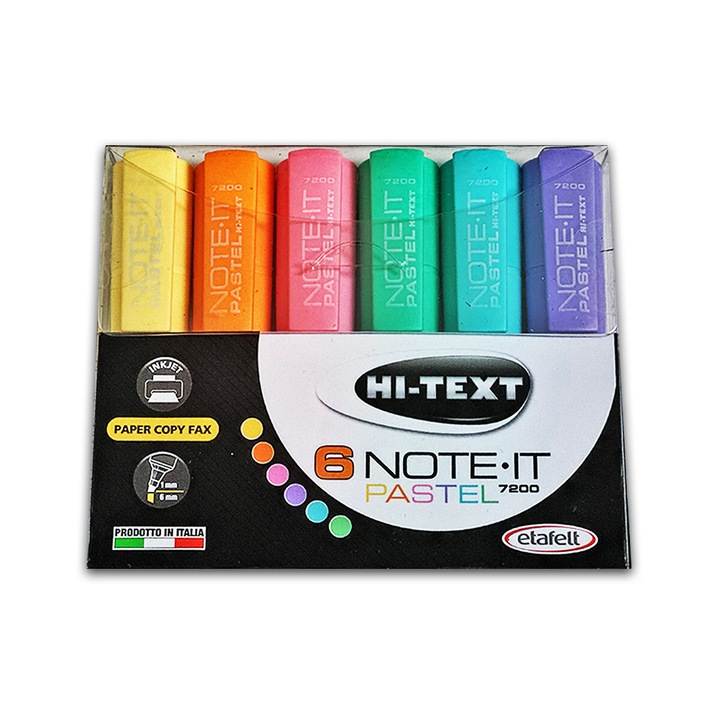 Хайлайтър Hi-Text 7200 Note.IT Pastel, 6 цвята/блистер