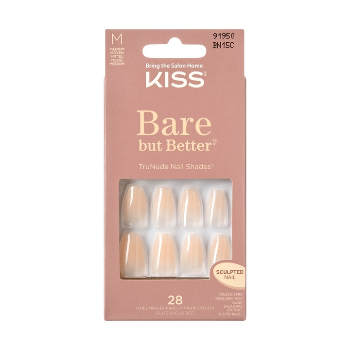 Műköröm, Kiss, Bare But Better, M, 28 db, bézs