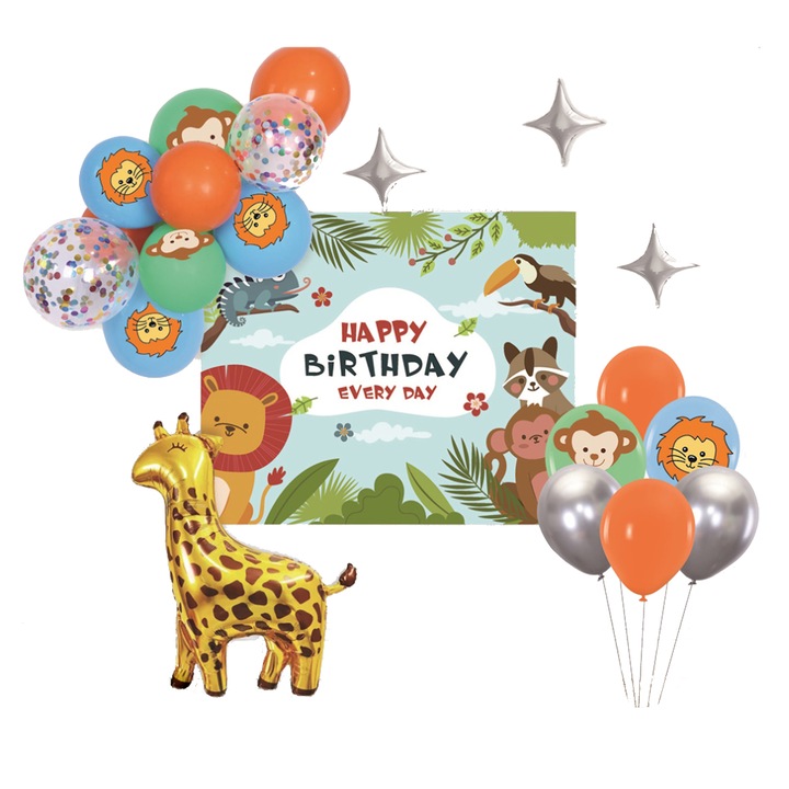 Set 20 baloane multicolor, happy birthday, jungla PPTZ5356