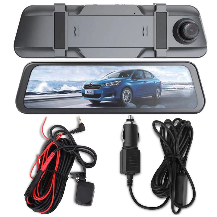 Camera auto DVR Hurtel, Full HD, ecran tactil 9.66", G-sensor, camera de marsarier, gri