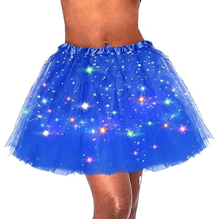 Пола за момиче Ronyes, балетна пачка с лампички, синя, 40см