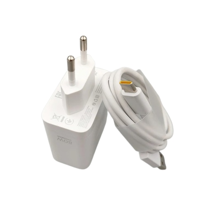 SupeVooC USB 80W зарядно, PRESTIGE CHARGE®, за Oppo, включен кабел 7.3A, USB към USB-C, пренос на данни и зареждане, 1m