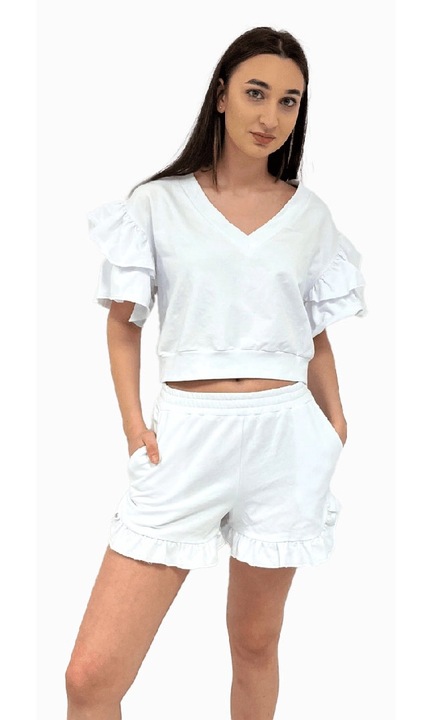 Set pantaloni si bluza Bibi, Tricot, Alb, XS INTL