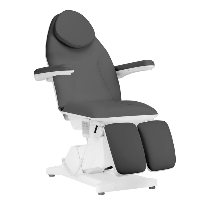 Elektromos kozmetikai szék, Activeshop Basic Pedi, ökológiai bőr, 3 motoros, szürke, kézi állítású