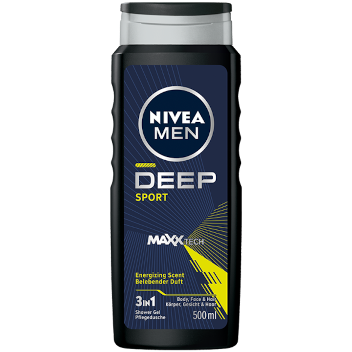 Gel de dus Nivea Men Deep Sport cu formula Maxxtech, 500 ml
