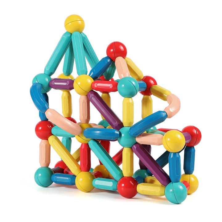 Set de constructie magnetic, 130 piese, multicolor, 5.2x1.8cm, 8.7x1.8cm, 7.2cm, 3.5cm, pentru educatie timpurie