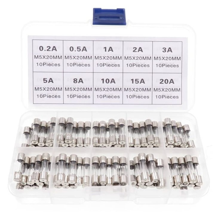 Genelec biztosítékkészlet, 5x20mm, 0,2-20A, 100 db, 250V