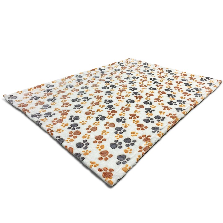 Patura Pentru Caini Si Pisici, Fleece, Edanti, 100X70 Cm, Alb Stele