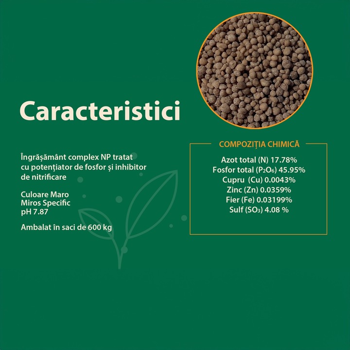 Ingrasamant Complex NP cu Azot si Fosfor - Ferti Sfera 64, 18% N, 46% P2O6, Efect 100 Zile, 10 Kg