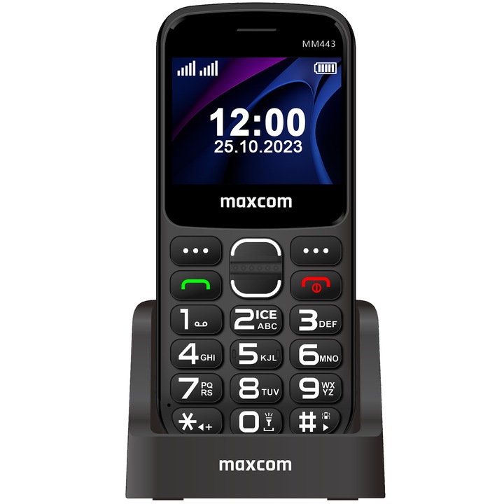 Telefon mobil Maxcom MM443 Comfort 4G, Dual SIM, Black + Loading Stand