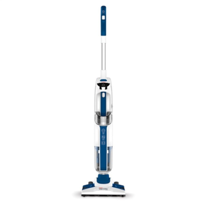 Aspirator POLTI cu abur Vaporetto 3 Clean_Blue, 1800 wati, 5 kg, alb/albastru, fara sac, 3 setari de abur, 14 accesorii, pentru toate podelele si suprafetele lavabile
