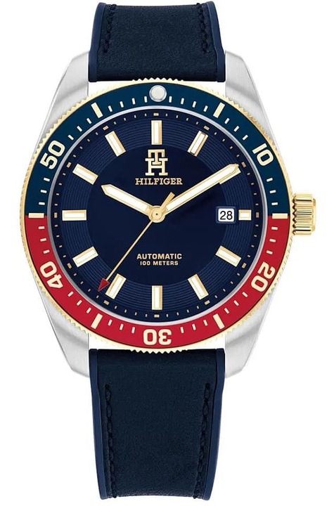 Часовник Tommy Hilfiger, тъмносин циферблат, силиконова каишка, 10 ATM, 42 часа резерв на мощност