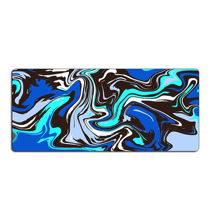 Mousepad Fokelyi, set, 40x70x0.3cm, negru si albastru, material cauciuc, baza antiderapanta