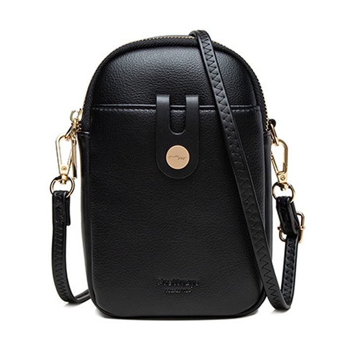 Mini crossbody táska függőleges cipzárral - fekete