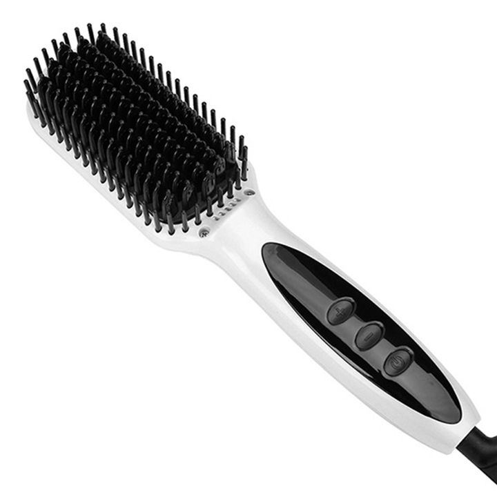 Perie electrica de par QttvbTna, ceramica cu ioni negativi, incalzire rapida 30 secunde, anti-frizz