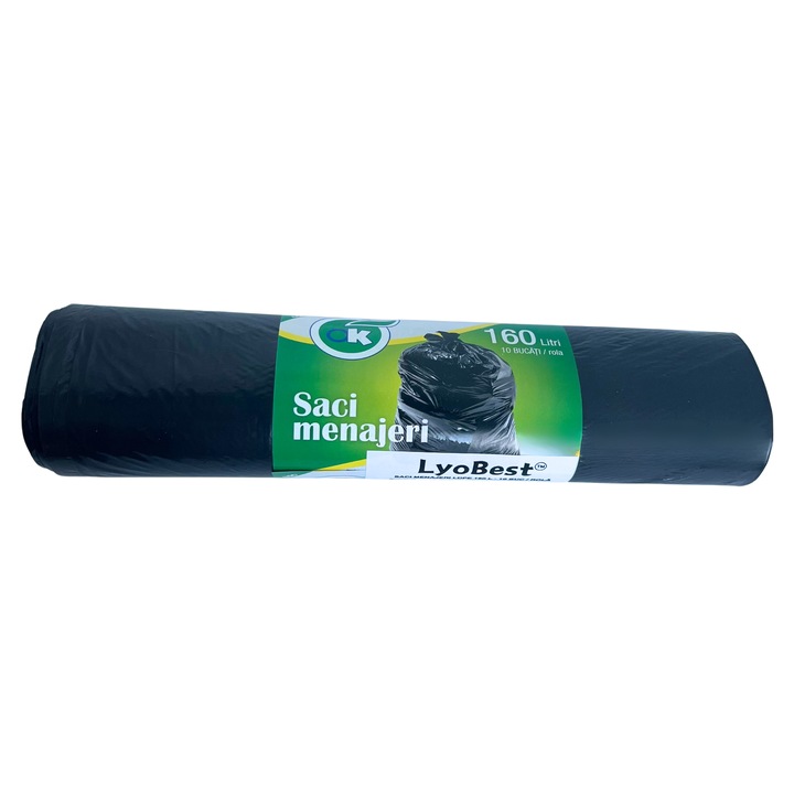 Takarítás / Szemetes zsákok, Europubulához, Űrtartalom 160L, 10 db/Tekercs, Szín Fekete, Ellenálló