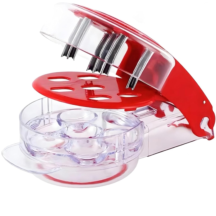 Cseresznyekorsó 6 az 1-ben, Axroad Mall, Hordozható és ergonomikus fogantyú kialakítás, Szétszerelhető, Biztonságos és könnyen tisztítható, Időt és energiát takarít meg, ABS műanyag, 19,5x11x6 cm, piros