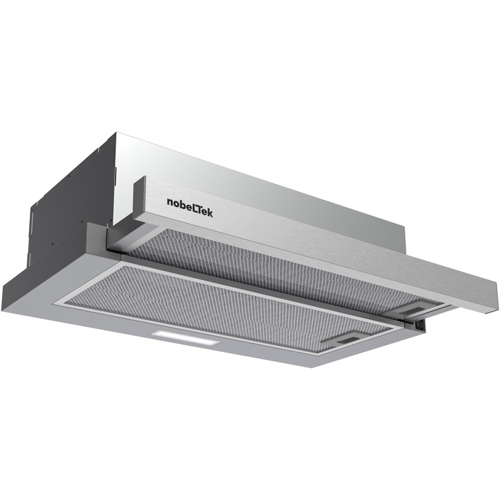Hota incorporabila telescopica NobelTek NHO-T6001MX, Putere de absorbtie 500 mc/h, Iluminare LED, 60 cm, Inox