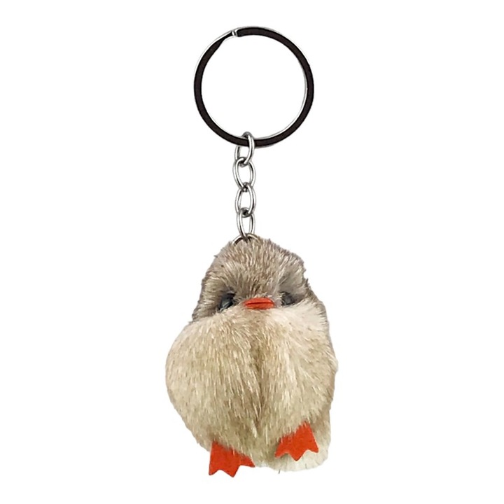 Kulcstartó puha textil anyagból, 4X8 cm barna