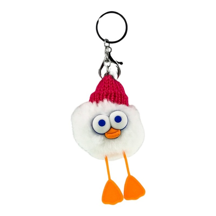 Breloc din material textil, bufnita, 6X12 cm alb