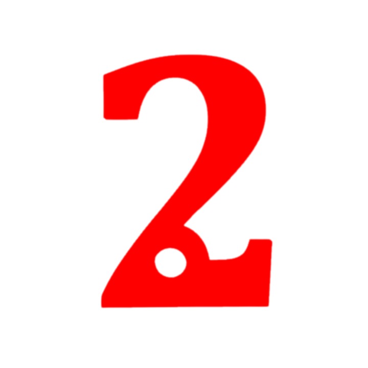 Breloc cifra, "2", pensiuni,60 X 41 mm rosu