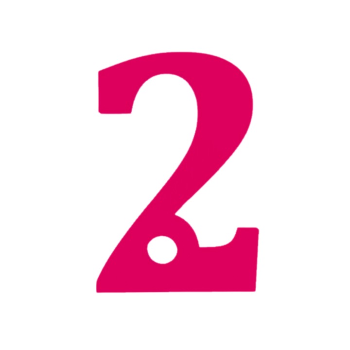 Breloc cifra, "2", pensiuni,60 X 41 mm roz zmeuriu