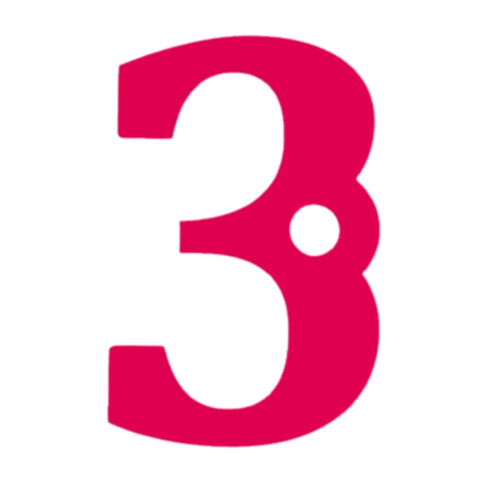 Breloc cifra, "3", pensiuni,61 X 40 mm roz zmeuriu