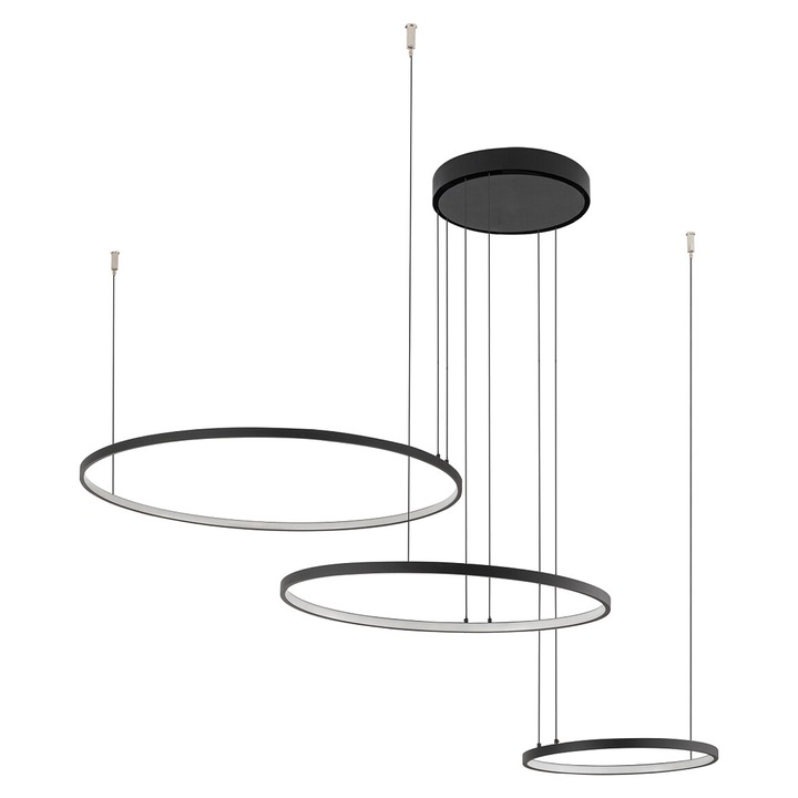 Висяща LED лампа CIRCOLO, размер 125 см, мощност 45W, 4000 K, черна