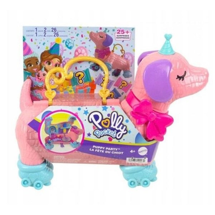 Игрален комплект с 2 кукли и 26 аксесоара, Polly Pocket, Pinata Pappy Party