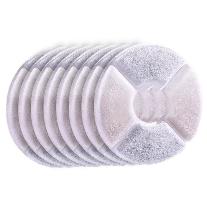 Set 8 Filtre Ronyes pentru Dispenser Apa, Fantana pisici/caini, Purificare Ionizare, 12.5x12.5cm