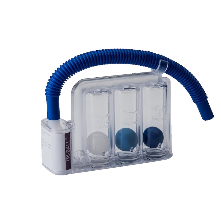 Spirometru pentru stimulare pulmonara si exercitii de respiratie, Tri-Ball, 600, 900 si 1200 ml/s
