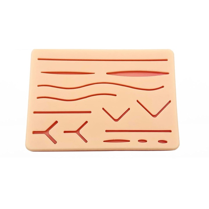 Varrást gyakorló műbőr, SINBINTA, Emberi bőr utánzás, 3 méret, Bőr, Zsír és izom, Mastery szimuláció, Újrafelhasználható, Könnyen használható, Puha, Hordozható, Szilikon, 12x17x1,2 cm, Krém