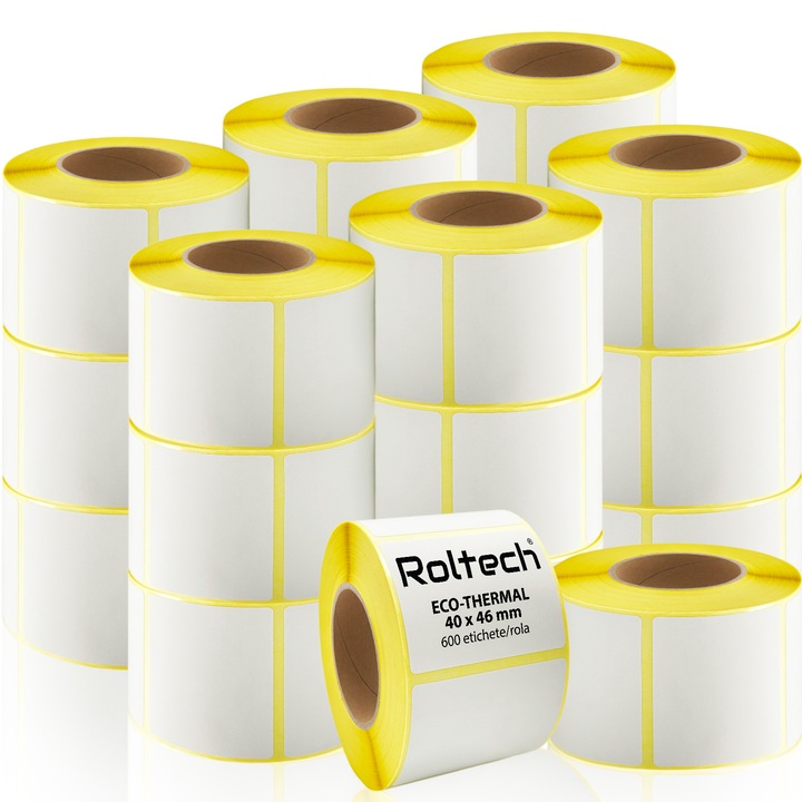 20 db ROLTECH termikus címketekercs készlet, 40 x 46 mm, 600 címke/tekercs