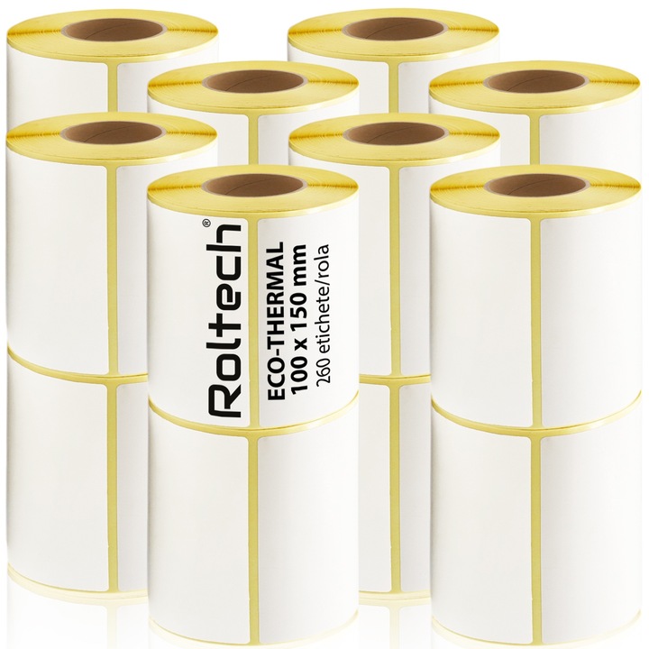 16 db ROLTECH® termikus címketekercs készlet, 100 x 150 mm, 260 címke/tekercs, AWB-hez