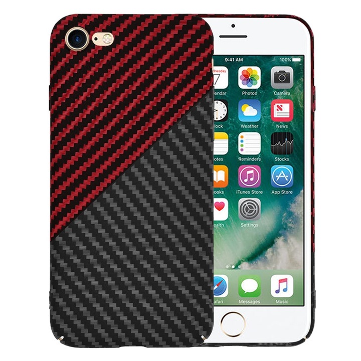 Tok iPhone 7 / 8 / SE 2, SE 2020 / SE 3, SE 2022 telefonokhoz - Techsuit Carbonite FiberShell - Red Vortex