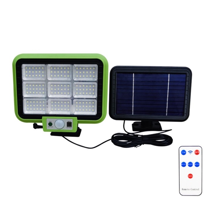 LED лампа със соларен панел, 162 SMD, дистанционно управление, 30W