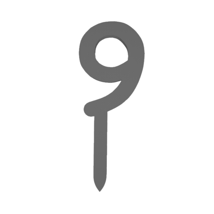 Топер за торта, "9", честит юбилей, 150 Х 59 мм сребро