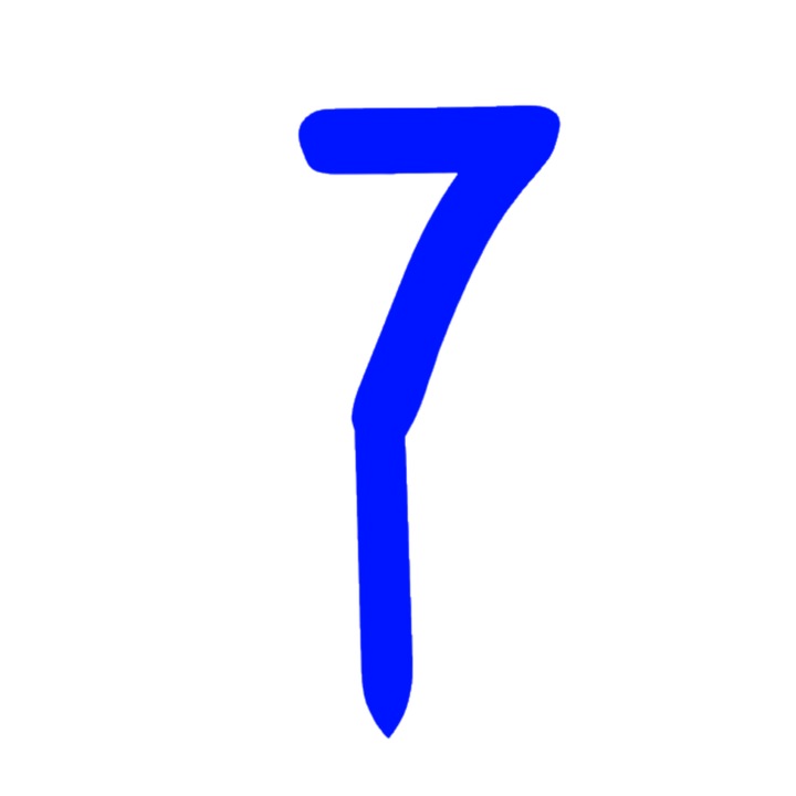 Топер за торта, "7", честит юбилей, 150 Х 64 мм син