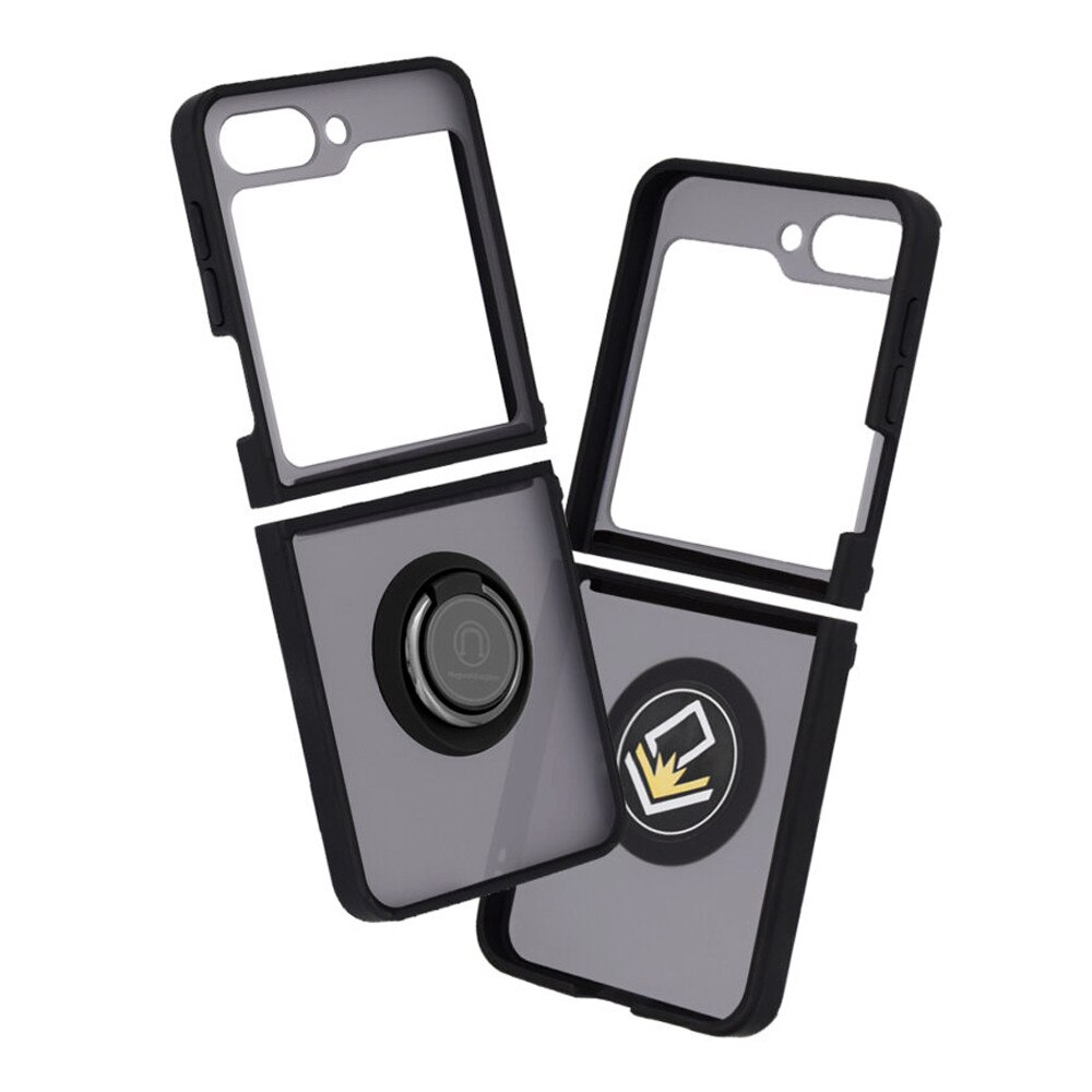 Husa Sheen cu Bumper TPU pentru Samsung Galaxy Z Flip7 / Flip 7, Inel Glinth, AntiShock, Ring-type Popsocket, SuperLithe, 360° Rotation, Ultra Protection Tech, 120° Tilting, Negru