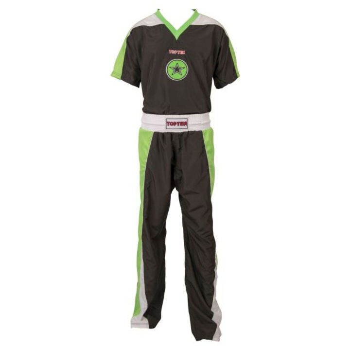 Uniforma Kickboxing „Star”, aprobat WAKO, Top Ten, Alb-Negru, 140 cm 5133, Verde/Negru