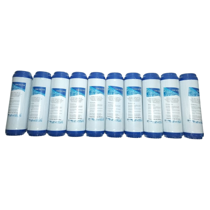 Комплект от 10 UDF - GAC касети с активен въглен, стандартни размери 10"x2.5" за филтри и пречистватели на вода