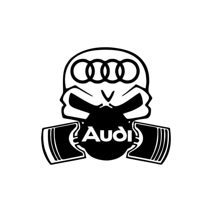 Sticker auto AUDI skull - craniu masca - masca de gaz - toxic, Alb