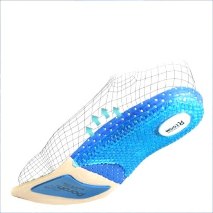 Set 2 Branturi Sport Insole Poron Rzoom, cu pernite antisoc, albastre, marimea 41-45